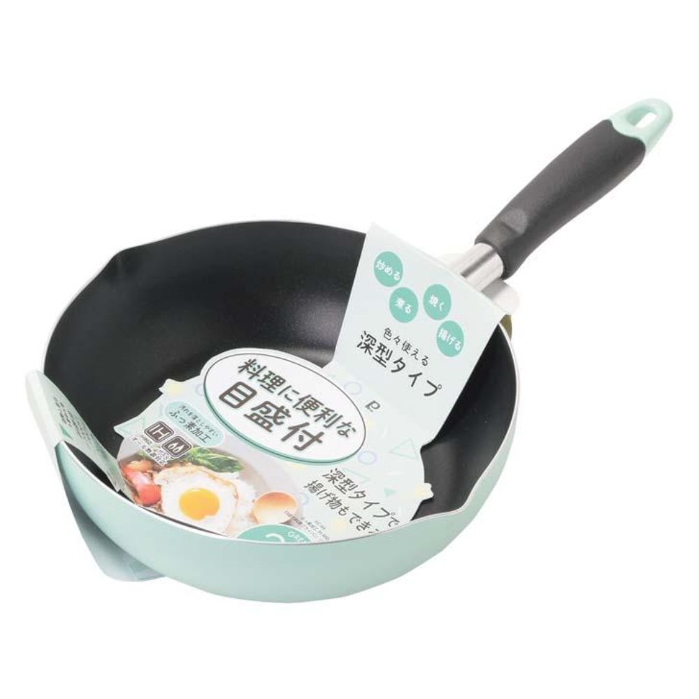 深型易潔煎鍋油炸鍋 | 電磁爐適用 | 22CM | 綠色 | 日本 PEARL LIFE | PS-HC-66